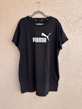 Puma Black Tee Shirt Dress with White Logo Details